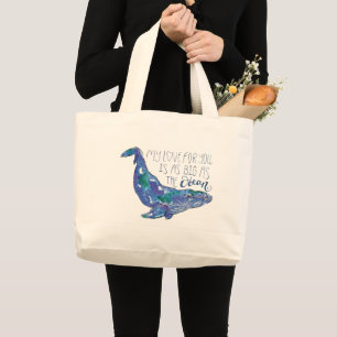 Tote Bag Baleine d'aquarelle - amour aussi grand que