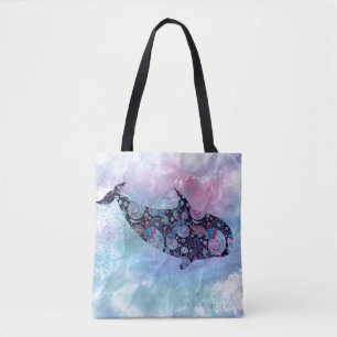 Tote Bag Baleine ornementale de silhouette