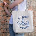 Tote Bag Baleine phare<br><div class="desc">Illustration dessinée à la main par une ligne de baleine de phare.</div>