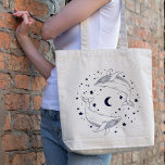 Tote Bag Baleines dansantes<br><div class="desc">Deux baleines magiques dansant sur un bel arrière - plan d'étoiles et d'une lune.</div>