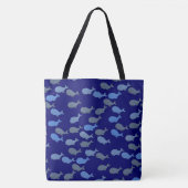 Tote Bag Baleines de mer bleu (Devant)