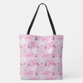 Tote Bag Baleines roses Ancres Nautique Girly Ocean Motif (Dos)