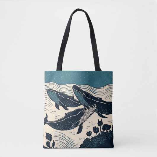 Tote Bag Baleines Surf de la côte océanique Nouvelle-Écosse (Devant)