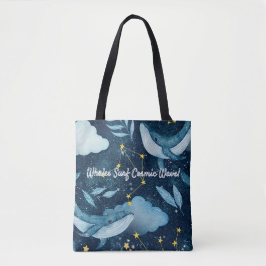 Tote Bag Baleines Surf Vagues cosmiques Design Constellatio (Devant)