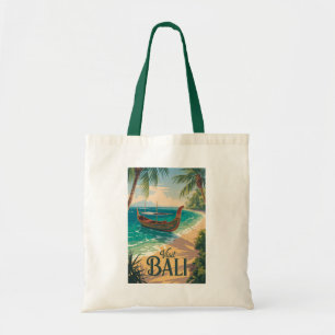 Tote Bag Bali Indonésie Illustration Art de Voyage Vintage