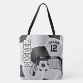 Tote Bag Balle de football noir et blanc (Devant)