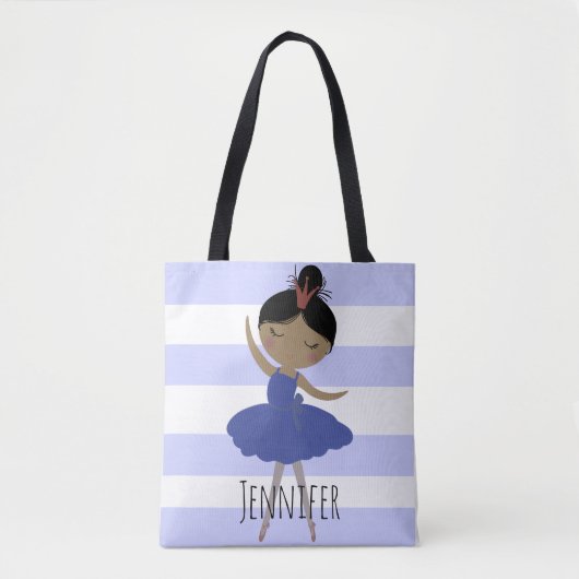 Tote Bag Ballerina asiatique Bleu bande (Devant)