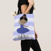 Tote Bag Ballerina asiatique Bleu bande (De près)