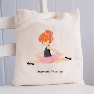 Tote Bag Ballerina aux cheveux rouges personnalisée en ros