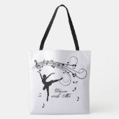 Tote Bag Ballerina Dancing with Music Notes (Devant)