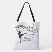 Tote Bag Ballerina Dancing with Music Notes (Dos)