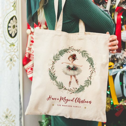 Tote Bag Ballerina de Noël magique Festive mignonne
