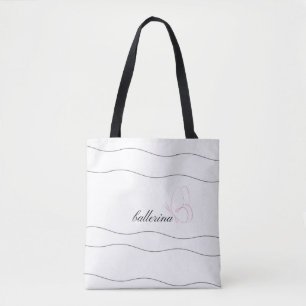 Tote Bag Ballerina minimaliste et papillon rose Fourre-tout