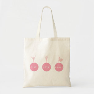 Tote Bag Ballerines vivantes de danse d'amour - rose -