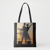 Tote Bag Ballet Dancing Couple Au Coucher Du Soleil Imprime (Devant)