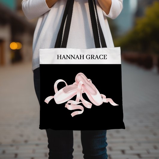 Tote Bag Ballet Pointe Chaussure rose et noir