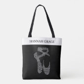 Tote Bag Ballet Pointe Chaussure Typographie noir et blanc (Dos)