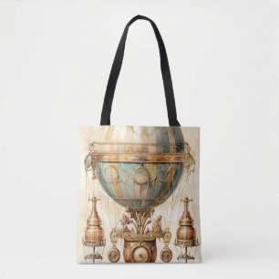 Tote Bag Ballon à air chaud bleu vapeur vintage (3)