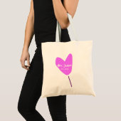 Tote Bag Ballon coeur rose Mme ajouter nom est. Ajouter ann (Devant (produit))