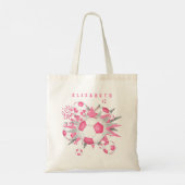 Tote Bag ballon de football rose souffle filles nom (Dos)