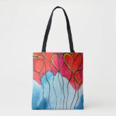 Tote Bag Ballons de coeur rouge Valentine aquarelle (Devant)