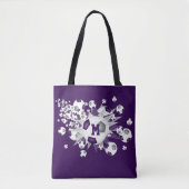 Tote Bag Ballons de football gris violet étoiles monogramme (Devant)
