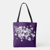 Tote Bag Ballons de football gris violet étoiles monogramme (Dos)