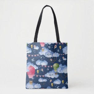 Tote Bag Ballons Whimsical : Motif de nuage d'aquarelle