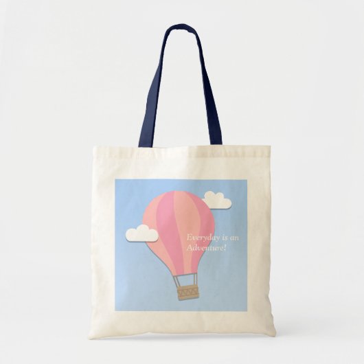 Tote Bag Balloon à air chaud rose parmi les nuages (Devant)