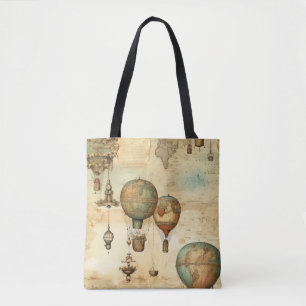 Tote Bag Balloon vintage à air chaud dans un paysage serein