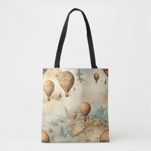 Tote Bag Balloon vintage à air chaud dans un paysage serein