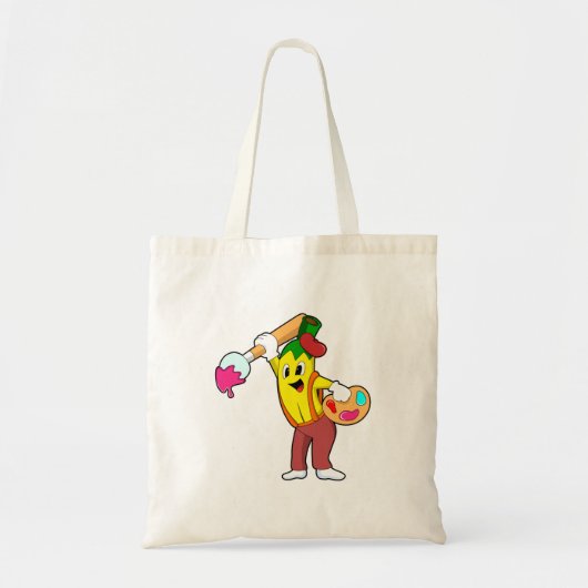 Tote Bag Banane en peintre avec pinceau (Devant)