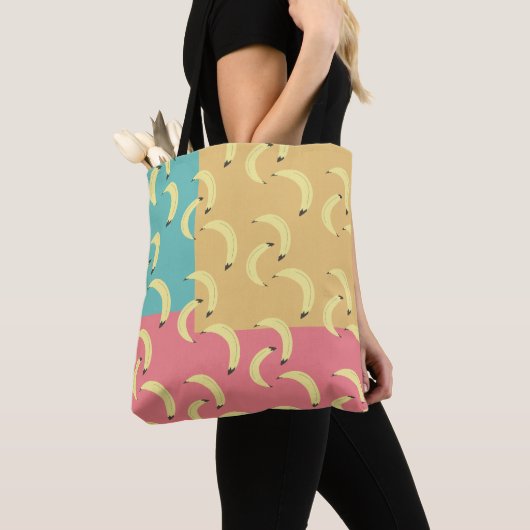Tote Bag Bananes Rétro Formes Colorées (De près)