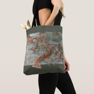 Tote Bag Banc de homards dans l'océan, Art nouveau vintage