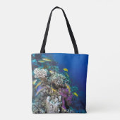 Tote Bag Banc de rougets autour d'un petit corail (Dos)