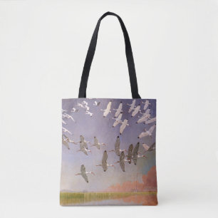 Tote Bag Banc d'ibis volant au-dessus des zones humides, oi