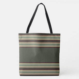 Tote Bag Bande Avec Vert Olivier