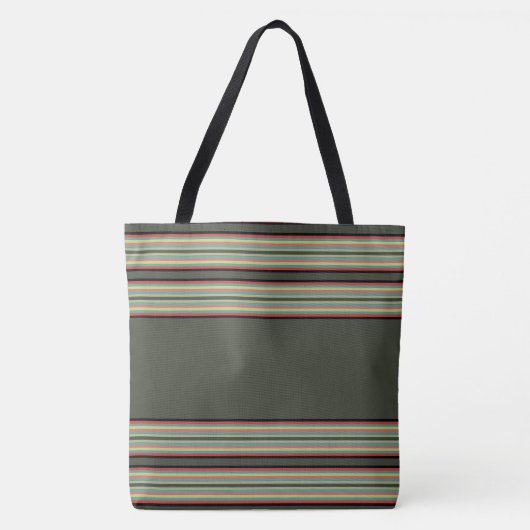 Tote Bag Bande Avec Vert Olivier (Devant)