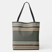 Tote Bag Bande Avec Vert Olivier (Dos)