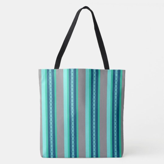 Tote Bag Bande d'auvent du milieu du siècle - turquoise & g (Devant)