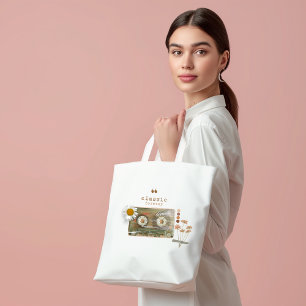 Tote Bag Bande de cassette vintage et fleurs