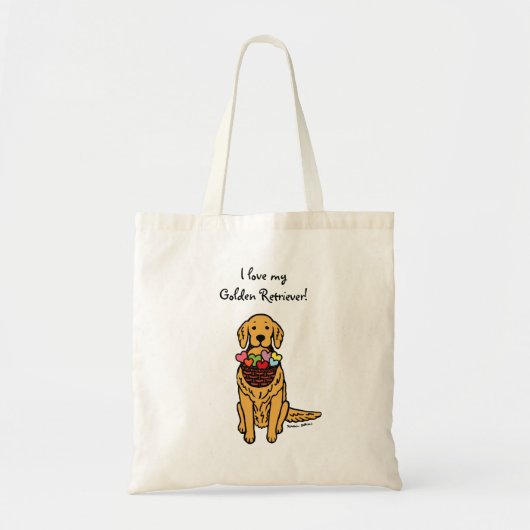 Tote Bag Bande dessinée de golden retriever (Devant)