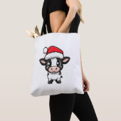 Tote Bag Bande dessinée de Noël de vache (De près)