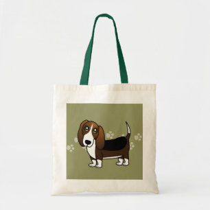 Tote Bag Bande dessinée mignonne de Basset Hound - blanc e
