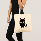 Tote Bag Bande dessinée mignonne de meow de chat noir (Devant (produit))
