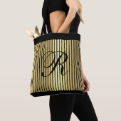 Tote Bag Bande d'or sur n'importe quelle couleur avec Monog (De près)