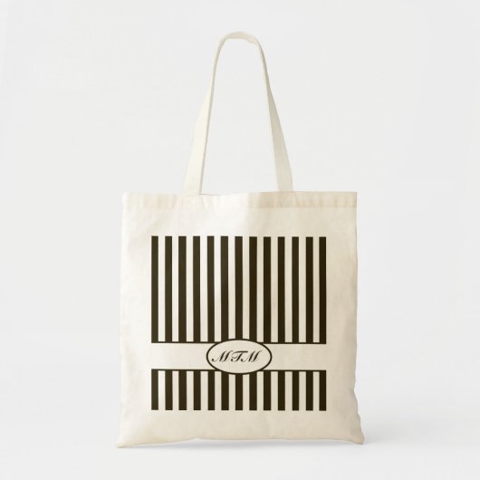 Tote Bag Bandes automnales au chocolat avec monogramme (Devant)