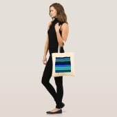 Tote Bag Bandes bleues et vertes (Devant (modèle))
