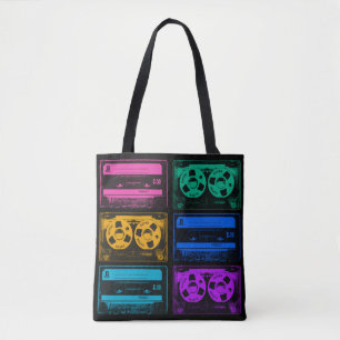 Tote Bag Bandes Cassette Colorées Rétro