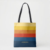 Tote Bag Bandes de coucher de soleil rétroactives avec nom  (Devant)